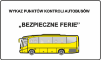 żółty autobus i napis bezpieczne ferie