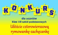 turkusowo - żółta kartka z napisem konkurs