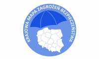 na niebieskim tle zarys granic polski z napisem krajowa mapa zagrożeń bezpieczeństwa