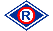 logo policjantów ruchu drogowego, wielkie R w czerwonej obwódce