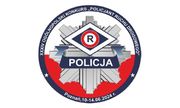Kolorowe logo policjantów drogówki z napisem Policja w środku