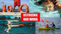 Plakat &quot;Ostrożnie nad wodą&quot;.