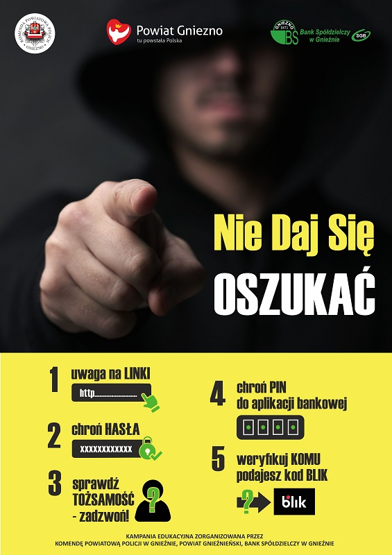 Plakat z napisem &quot;Nie daj się oszukać&quot;.