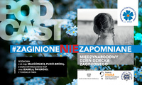 Plakat w niebieskich barwach z napisem zaginione nie zapomniane.