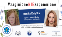Zdjęcie kolorowe zaginionej dziewczyny z lewej strony i dorosłej kobiety z prawej strony.