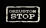 Napis na czarnym tle "Stop oszustom".