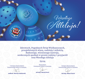 Kartka wielkanocna z życzeniami.