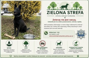 Porady na upały odnośnie zwierząt, w szczególności zapewnienie cienia i wody.