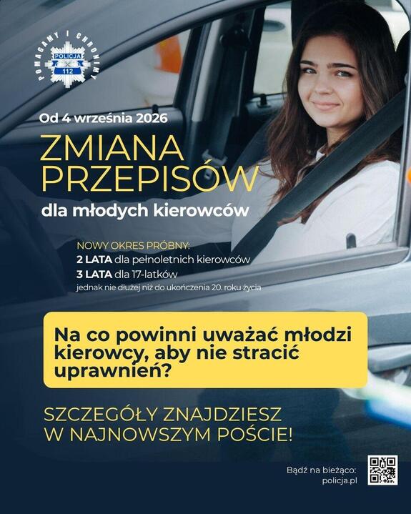 Młoda kobieta za kierownicą auta. Hasła akcji